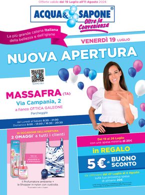 Offerte di Cura casa e corpo a Massafra | Nuova apertura in Acqua & Sapone | 19/7/2024 - 11/8/2024