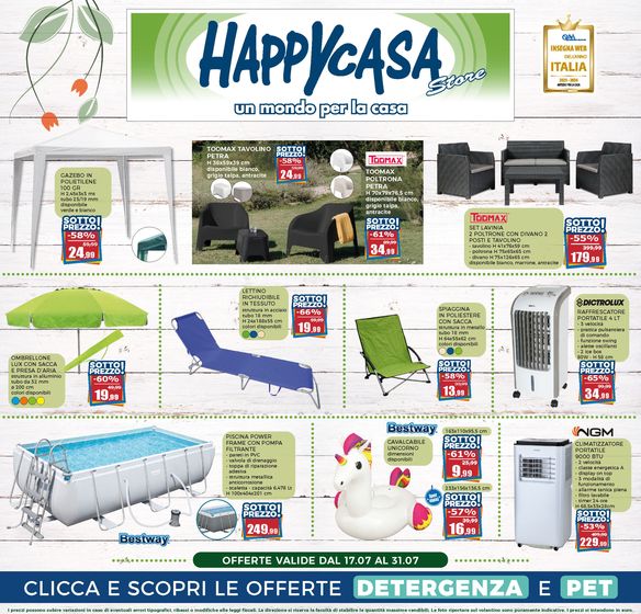 Volantino Happy Casa Store a Roma | Un mondo per la casa | 17/7/2024 - 31/7/2024
