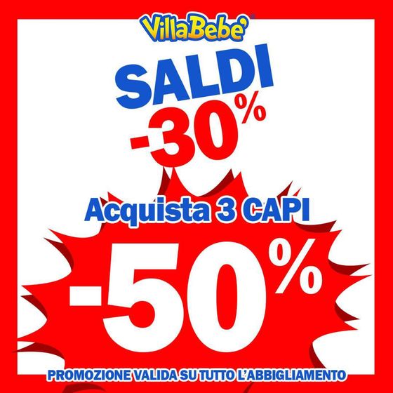 Volantino Villa bebè a Matera | Saldi -30% | 22/7/2024 - 31/8/2024