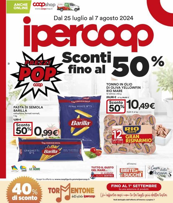 Volantino Ipercoop a Genova | Sconti fino al 50% | 25/7/2024 - 7/8/2024