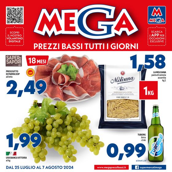 Volantino Supermercati Mega a Treviso | Prezzi bassi tutti i giorni | 26/7/2024 - 7/8/2024