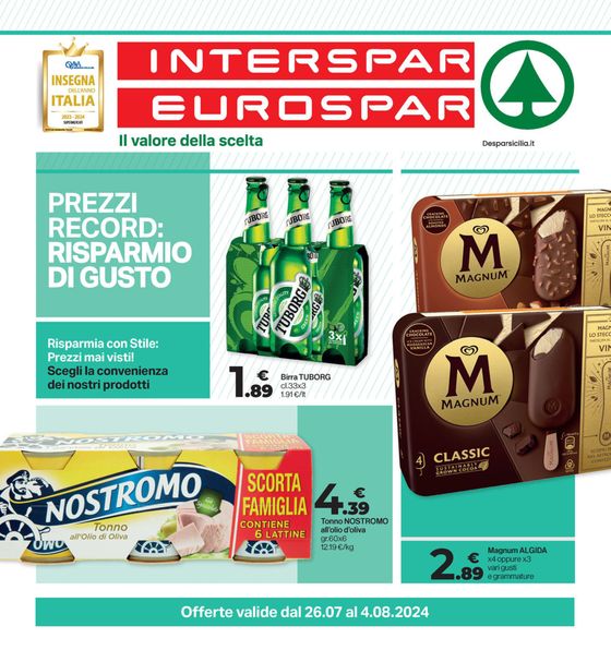Volantino Interspar | Prezzi record: Risparmio di gusto  | 26/7/2024 - 4/8/2024