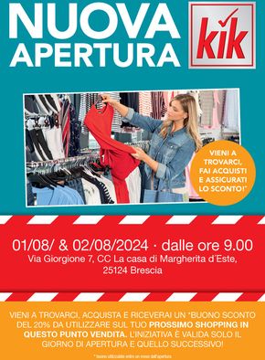 Offerte di Sport e Moda a Brescia | Nuova apertura a Brescia in KiK | 1/8/2024 - 2/8/2024