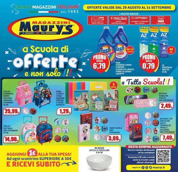 Volantino Maury's a Verano Brianza | A scuola di offerte | 29/8/2024 - 14/9/2024