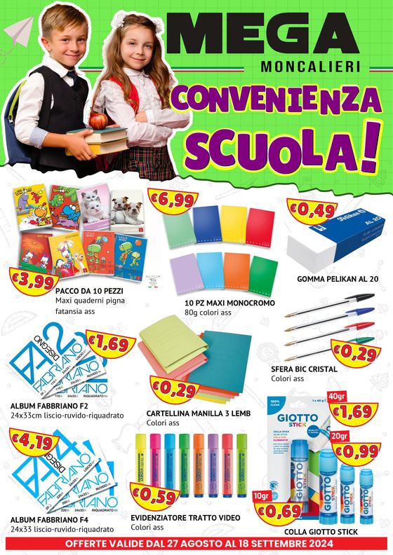 Volantino Mega a Torino | Mega Moncalieri - Convenienza Scuola! | 27/8/2024 - 18/9/2024