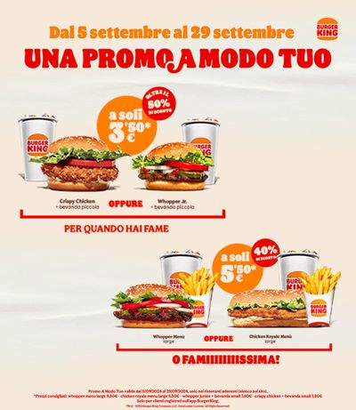 Offerte di Ristoranti a Lastra a Signa | Promo A Modo Tuo in Burger King | 5/9/2024 - 29/9/2024