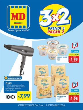 Offerte di Discount a Alcamo | 3x2 prendi 3 paghi 2 in MD | 3/9/2024 - 15/9/2024