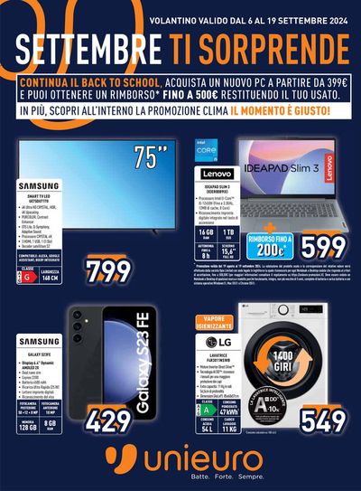 Offerte di Elettronica a Menfi | Settembre ti sorprende! in Unieuro | 6/9/2024 - 19/9/2024