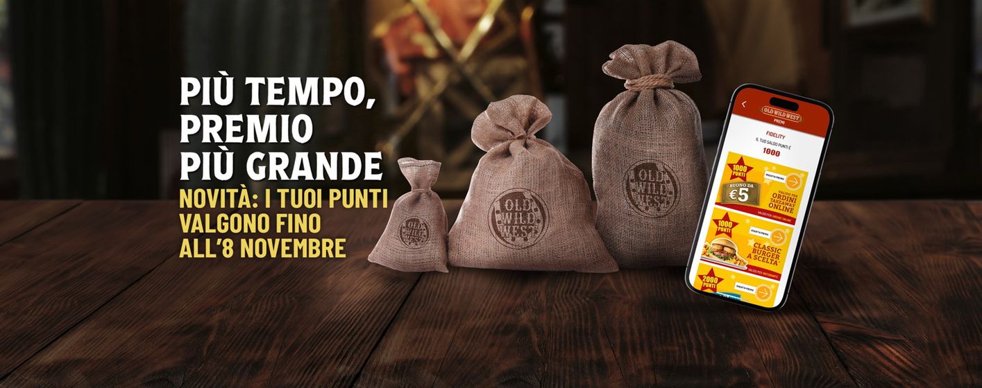 Volantino Old Wild West a Peschiera Borromeo | Piu tempo, premio piu grande | 4/9/2024 - 8/11/2024