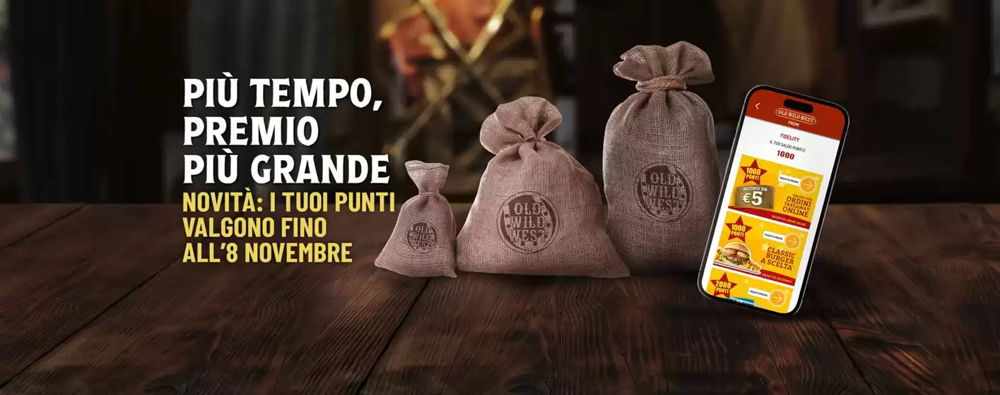 Volantino Old Wild West a Grugliasco | Piu tempo, premio piu grande | 4/9/2024 - 8/11/2024