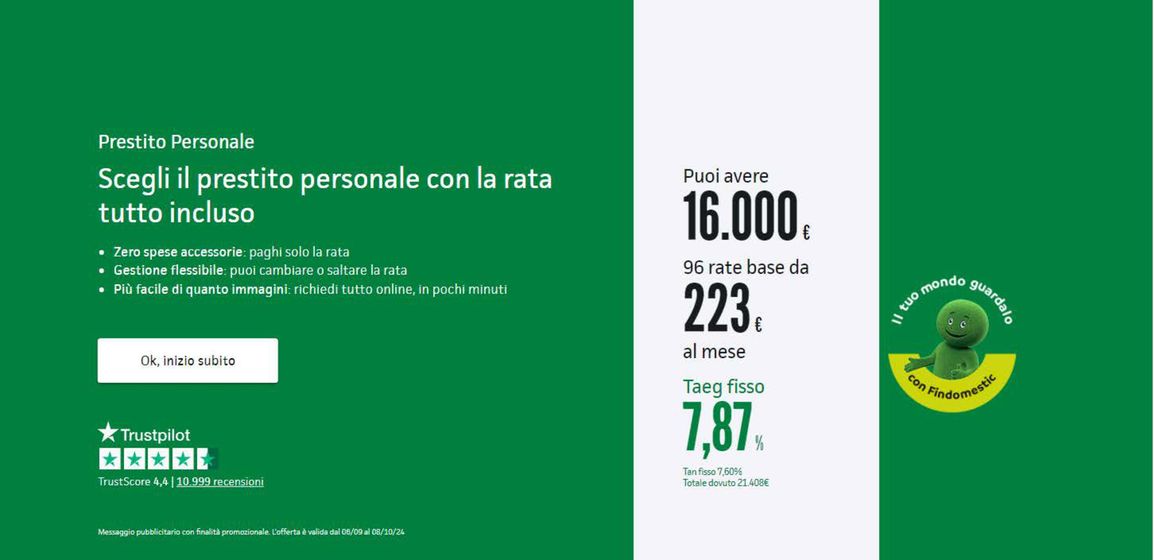 Volantino Findomestic a Sinalunga | Prestito personale | 6/9/2024 - 8/10/2024