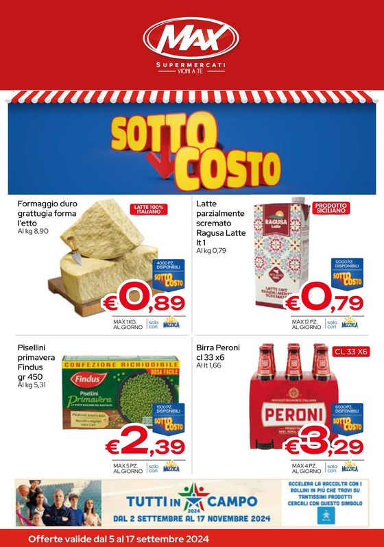 Volantino Max Supermercati a Gioiosa Marea | Sottocosto | 6/9/2024 - 17/9/2024