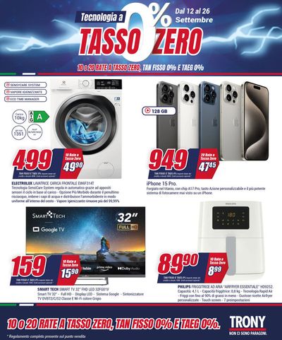 Offerte di Elettronica a Boscoreale | Tecnologia a TASSO 0! in Trony | 12/9/2024 - 26/9/2024