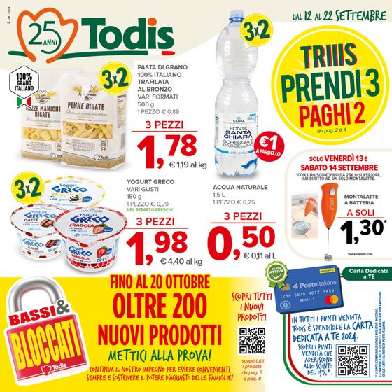 Volantino Todis a Pomezia | Triiis prendi 3 paghi 2 | 12/9/2024 - 22/9/2024