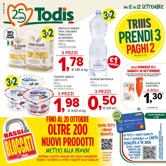 Volantino Todis | Triiis prendi 3 paghi 2 | 12/9/2024 - 22/9/2024