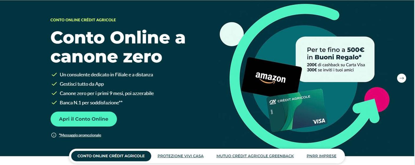 Volantino Crédit Agricole a Noventa di Piave | Il conto online a canone zero  | 11/9/2024 - 30/9/2024