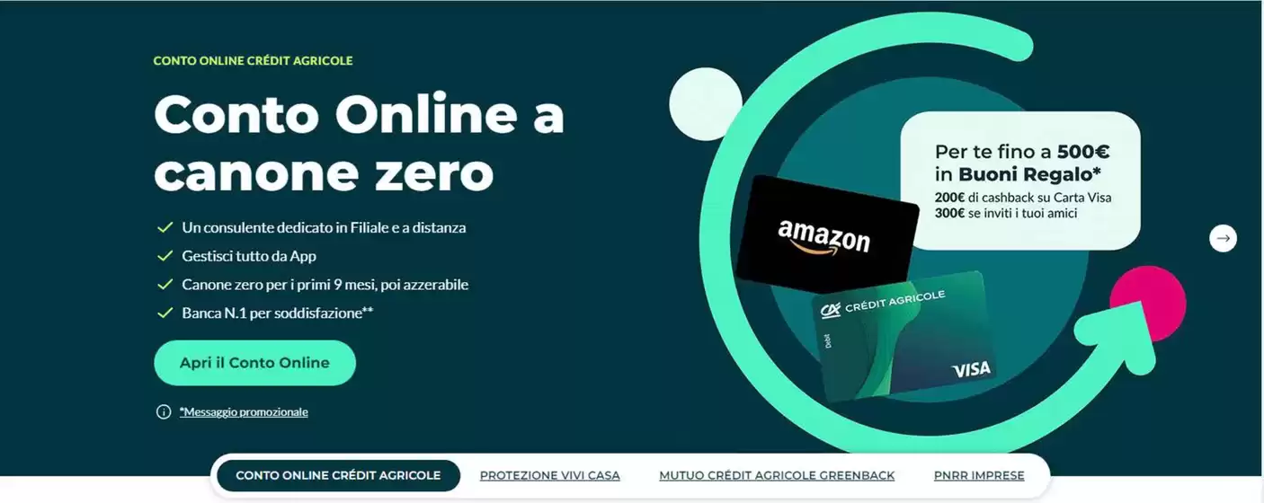 Volantino Crédit Agricole a Piacenza | Il conto online a canone zero  | 11/9/2024 - 30/9/2024