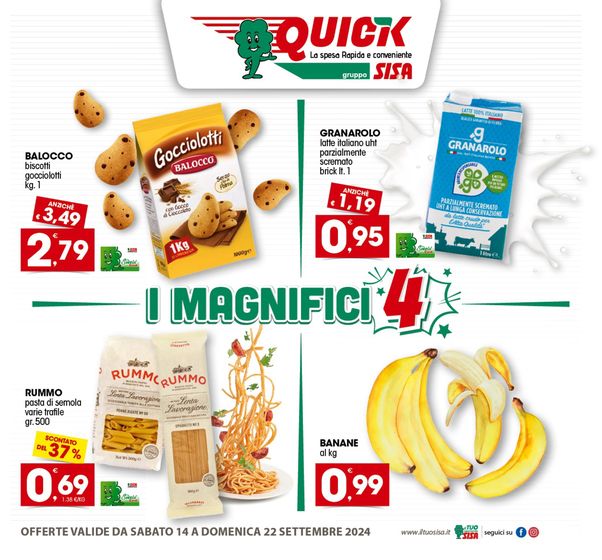 Volantino Quick Sisa a Palmariggi | I magnifici 4 | 14/9/2024 - 22/9/2024