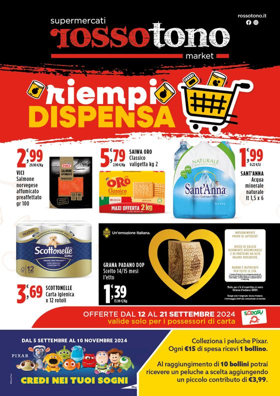 Volantino Supermercati Rossotono Market a Fuscaldo | Riempi dispensa | 12/9/2024 - 21/9/2024