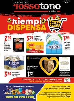 Offerte di Iper e super a Fiumefreddo Bruzio | Riempi dispensa in Supermercati Rossotono Market | 12/9/2024 - 21/9/2024