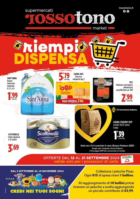 Volantino Supermercati Rossotono Market a Monopoli | Riempi dispensa | 12/9/2024 - 21/9/2024