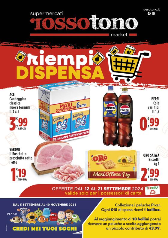 Volantino Supermercati Rossotono Market | Riempi dispensa | 12/9/2024 - 21/9/2024