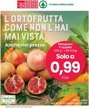 Volantino Eurospar a Bologna | L'ortofrutta come non l'hai mai vista. | 16/9/2024 - 22/9/2024