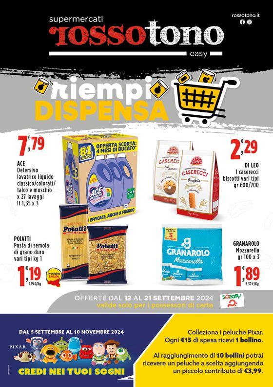 Volantino Supermercati Rossotono Easy a Trappeto | Riempi dispensa | 12/9/2024 - 21/9/2024