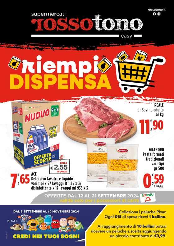 Volantino Supermercati Rossotono Easy a Carmiano | Riempi dispensa | 12/9/2024 - 21/9/2024