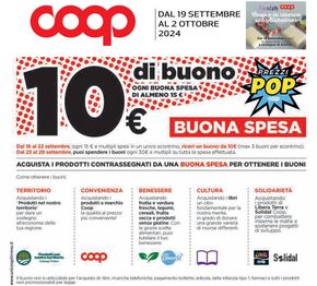 Offerte di Iper e super a Castelnuovo Magra | Prezzi pop in Coop | 19/9/2024 - 2/10/2024