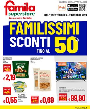 Offerte di Iper e super a Alseno | Sconti fino al 50% in Famila Superstore | 19/9/2024 - 2/10/2024