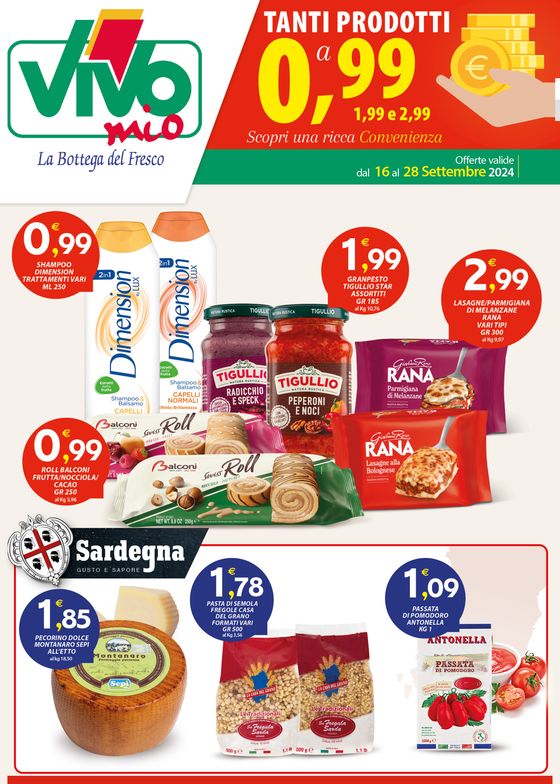 Volantino Vivo Supermercati a Monti | Tanti prodotti a 0.99 | 19/9/2024 - 29/9/2024