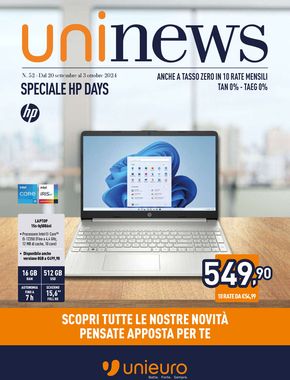 Volantino Unieuro a Civitaquana | Speciale HP!  | 20/9/2024 - 3/10/2024