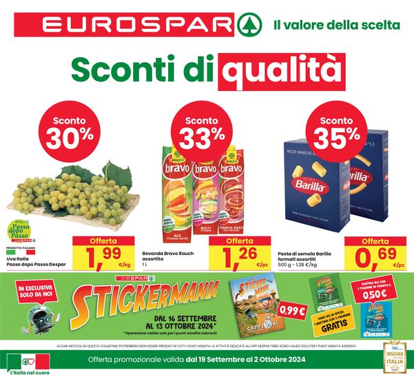 Volantino Eurospar a Trieste | Sconti di qualità | 19/9/2024 - 2/10/2024