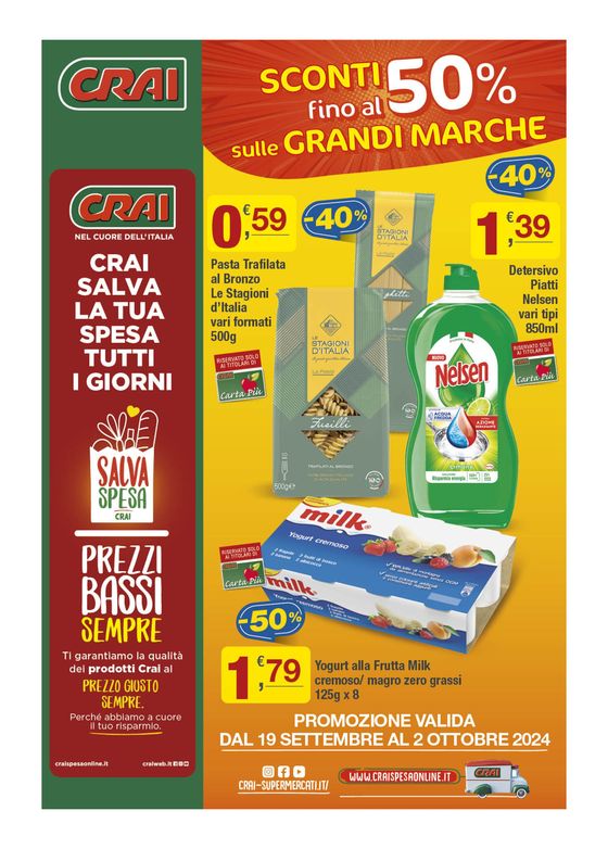 Volantino Crai a Crotone | Sconti fino al 50% | 19/9/2024 - 2/10/2024