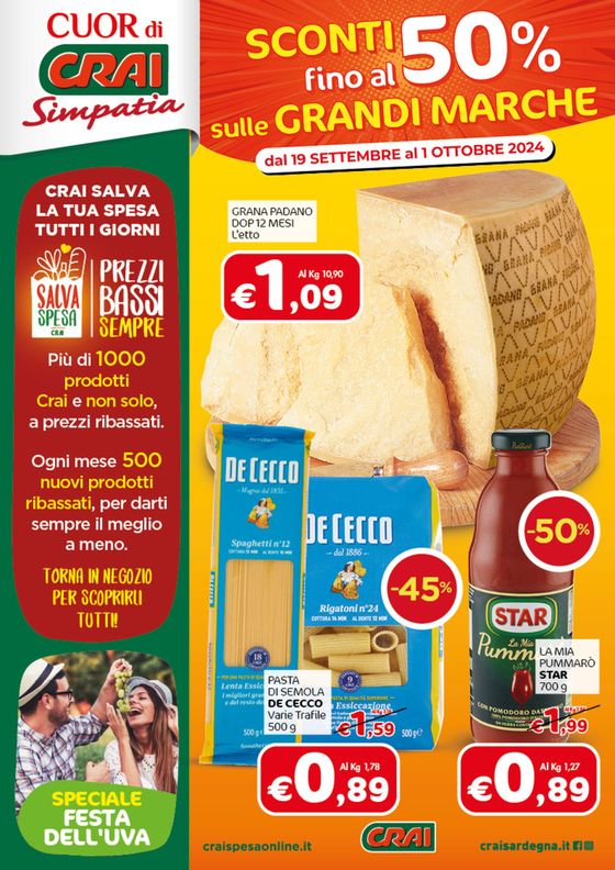 Volantino Crai a Oschiri | Sconti fino al 50% | 19/9/2024 - 1/10/2024