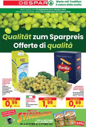 Offerte di Iper e super a Malles Venosta | Offerte di qualità in Despar | 19/9/2024 - 2/10/2024