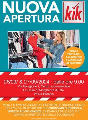 Volantino KiK a Castenedolo | Nuova apertura a Brescia | 26/9/2024 - 27/9/2024