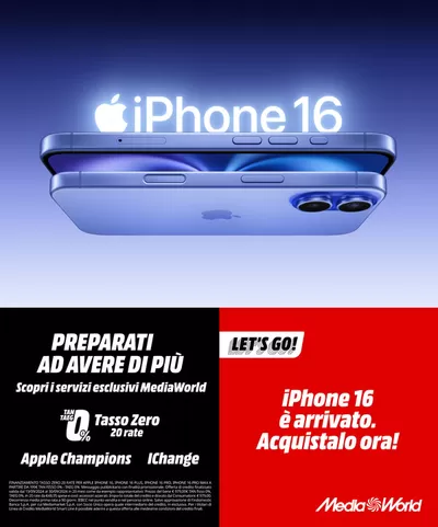 Volantino MediaWorld a Brugherio | iPhone 16 | 20/9/2024 - 29/9/2024