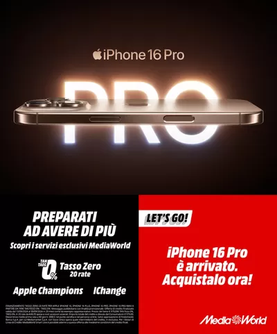 Volantino MediaWorld a Brugherio | iPhone 16 Pro | 20/9/2024 - 29/9/2024