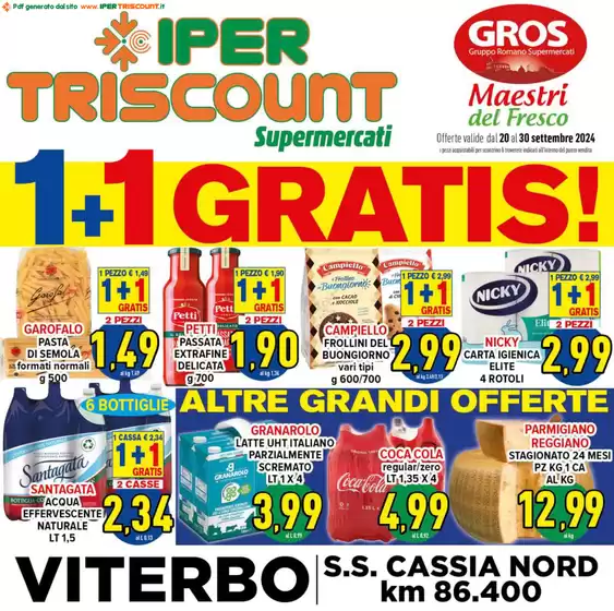 Volantino Iper Triscount a Viterbo | 1+1 gratis | 20/9/2024 - 30/9/2024