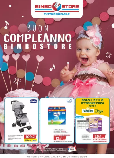 Volantino Bimbo Store a Longone al Segrino | Buon compleanno Bimbostore | 3/10/2024 - 16/10/2024