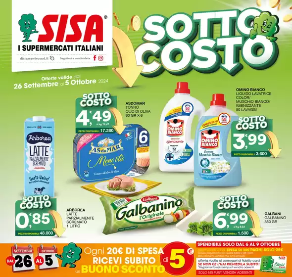 Volantino Sisa a Ceccano | Sottocosto | 26/9/2024 - 5/10/2024