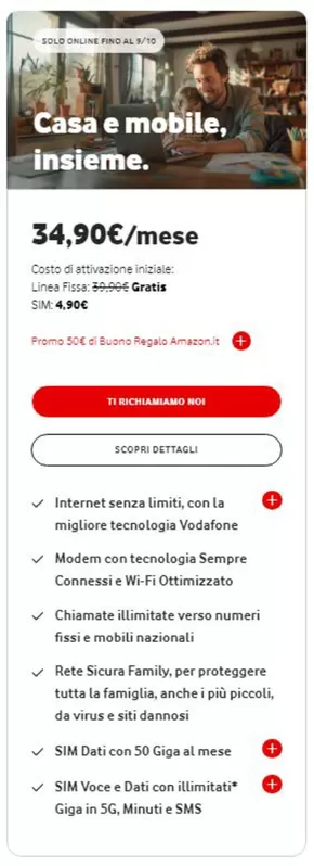 Offerte di Servizi a Castelfranco Piandiscò | Casa e mobile, insieme. in Vodafone | 7/10/2024 - 9/10/2024