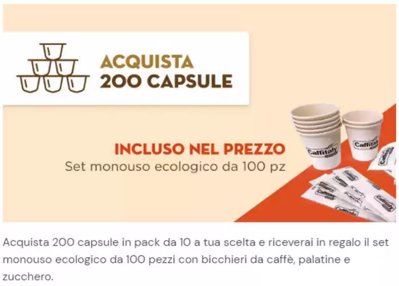 Volantino Caffitaly a Segrate | Acquista 200 capsule | 8/10/2024 - 31/12/2024