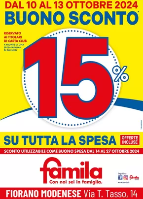 Volantino Famila | Buono sconto 15%  | 10/10/2024 - 13/10/2024