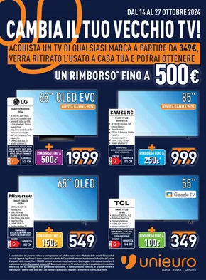 Volantino Unieuro a Torino | Cambia il tuo vecchio TV! | 14/10/2024 - 27/10/2024