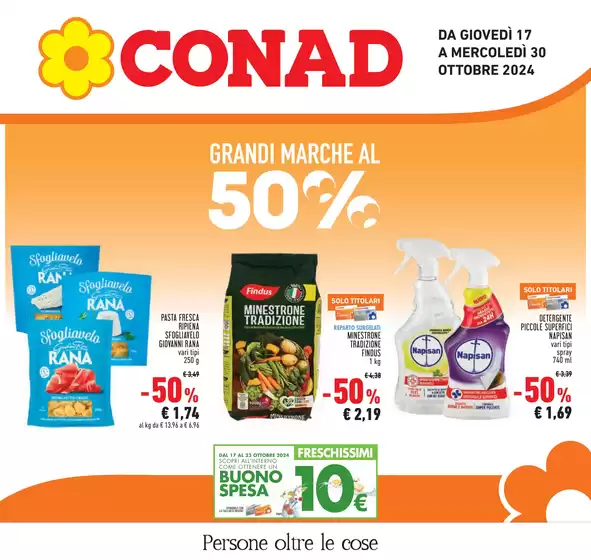 Volantino Conad a Bologna | Grandi marche al 50% | 17/10/2024 - 30/10/2024