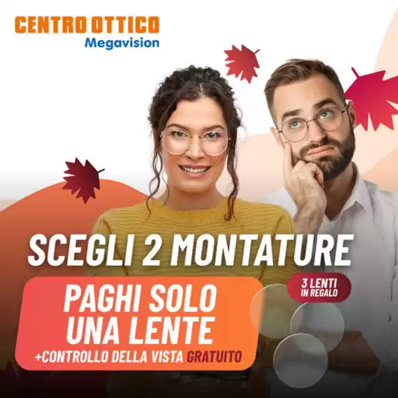 Volantino Centro Ottico Megavision a Bologna | Scegli 2 montature | 14/10/2024 - 31/10/2024