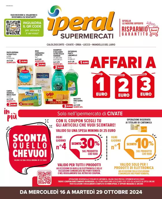 Volantino Iperal a Lecco | Affari a 1,2,3 euro | 16/10/2024 - 29/10/2024